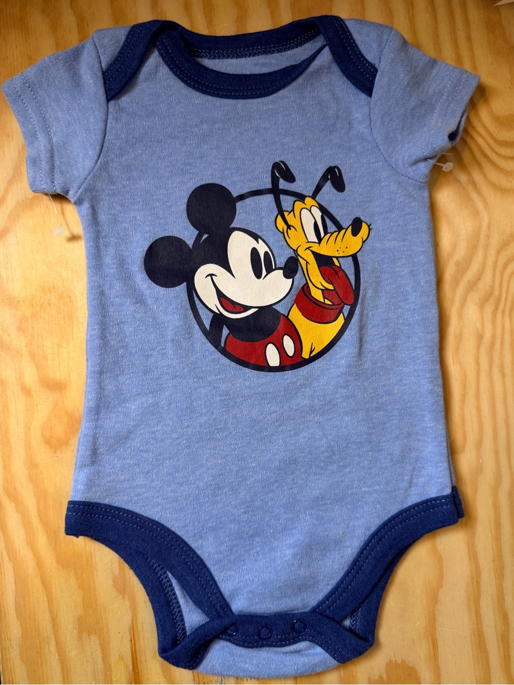 Disney Mickey & Pluto Blue Baby One-Piece Bodysuit